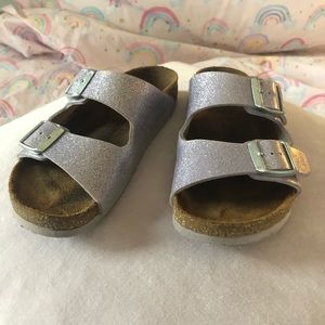 Girls lavender glitter Birkenstock’s.